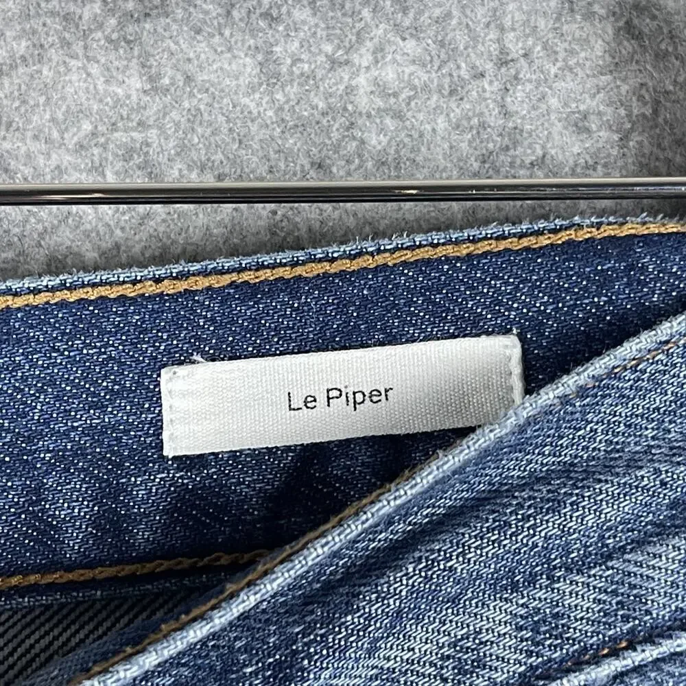 Frame Le Piper Jeans Womens 26 Blue Sky Cropped Mid Rise Rigid Cotton Distressed - Picture 6 of 16